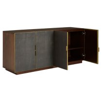 Fomalhaut Wooden Sideboard With Gold Metal Frame In Brown