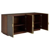 Fomalhaut Wooden Sideboard With Gold Metal Frame In Brown