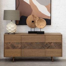 Nushagak Wooden Sideboard With 2 Doors And 3 Drawers In Brown