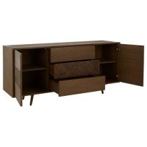 Nushagak Wooden Sideboard With 2 Doors And 3 Drawers In Brown