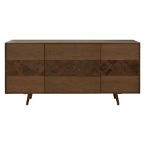 Nushagak Wooden Sideboard With 2 Doors And 3 Drawers In Brown