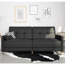 Abilene Faux Leather Sofa Bed With Wooden Legs In Black