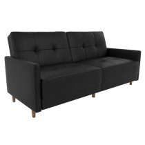 Abilene Faux Leather Sofa Bed With Wooden Legs In Black