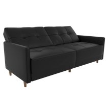 Abilene Faux Leather Sofa Bed With Wooden Legs In Black