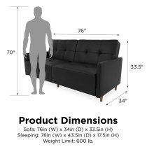 Abilene Faux Leather Sofa Bed With Wooden Legs In Black