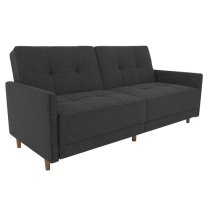 Andorra Linen Fabric Sofa Bed With Wooden Legs In Grey