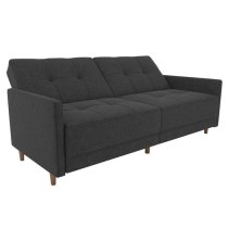 Andorra Linen Fabric Sofa Bed With Wooden Legs In Grey