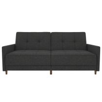 Andorra Linen Fabric Sofa Bed With Wooden Legs In Grey