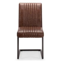 Barras Antique Brown Leather Dining Chair In Pair