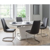 Caishen Grey Faux Leather Cantilever Dining Chair In Pair