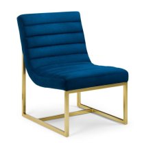 Barak Velvet Bedroom Chair In Blue And Gold