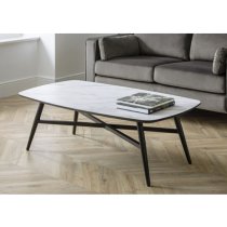 Caitir Rectangular Marble Coffee Table In Matt White