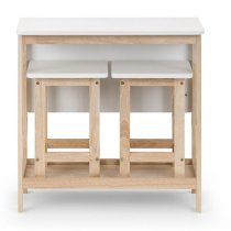 Basira Bar Set With 2 Stools In White Lacquer