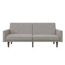 Pawson Fabric Sofa Bed With Wooden Legs In Light Grey