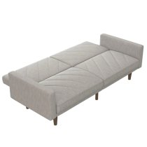 Pawson Fabric Sofa Bed With Wooden Legs In Light Grey