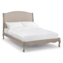 Caitlyn Oatmeal Linen Fabric King Size Bed In Limed Oak