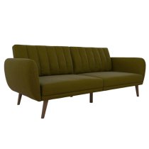 Brittan Linen Sofa Bed With Wooden Legs In Green