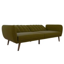 Brittan Linen Sofa Bed With Wooden Legs In Green