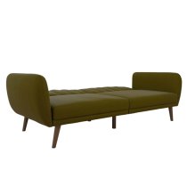 Brittan Linen Sofa Bed With Wooden Legs In Green