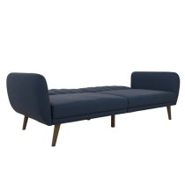 Brittan Linen Sofa Bed With Wooden Legs In Navy Blue