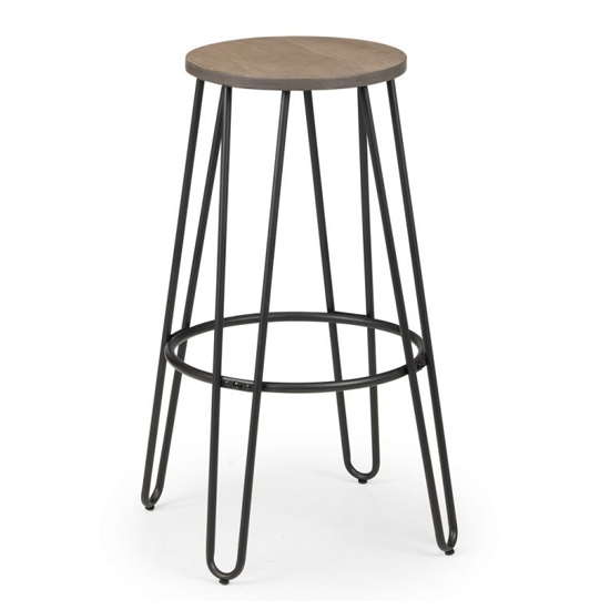 Dacia Wooden Round Bar Stool In Mocha Elm