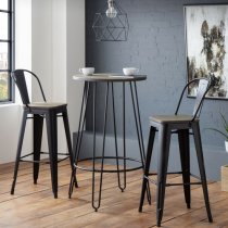 Dacia Wooden Round Bar Table In Mocha Elm