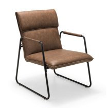 Gael Faux Leather Bedroom Chair In Brown