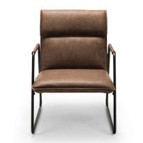 Gael Faux Leather Bedroom Chair In Brown