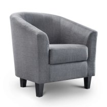 Haddie Linen Fabric Tub Chair In Slate Grey