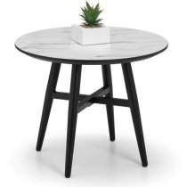 Fabiola CirMacall Marble Effect Lamp Table With Black Legs