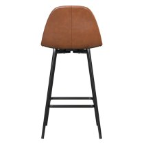 Calving Faux Leather Bar Chair With Black Metal Legs In Camel