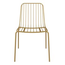 Cedar Gold Metal Wired Design Dining Chairs In Pair