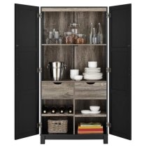 Carvers Wooden Storage Cabinet In Black And Oak