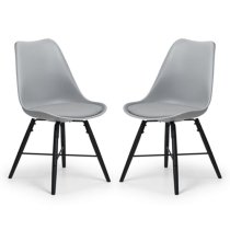 Kaili Dining Chair With Grey Seat And Black Legs In Pair