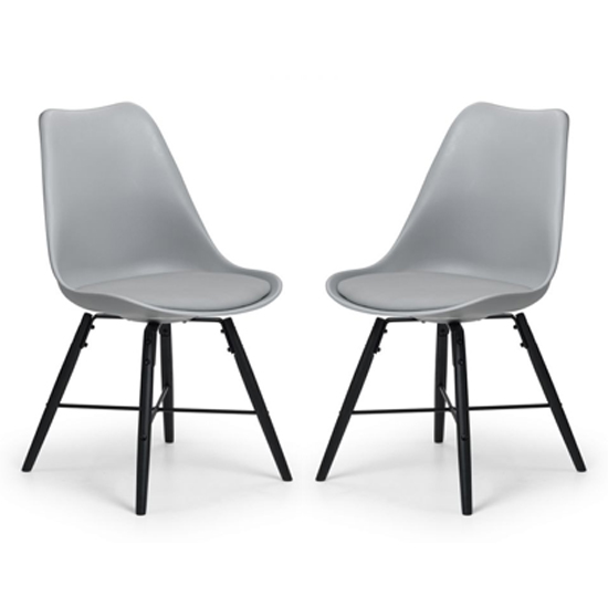 Kaili Dining Chair With Grey Seat And Black Legs In Pair