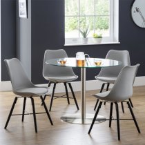 Kaili Dining Chair With Grey Seat And Black Legs In Pair