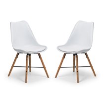 Kaili Dining Chair With White Seat And Oak Legs In Pair