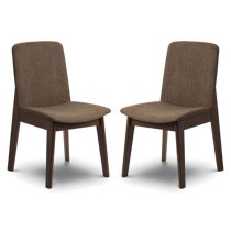 Kaiha Walnut Fabric Dining Chair In Pair