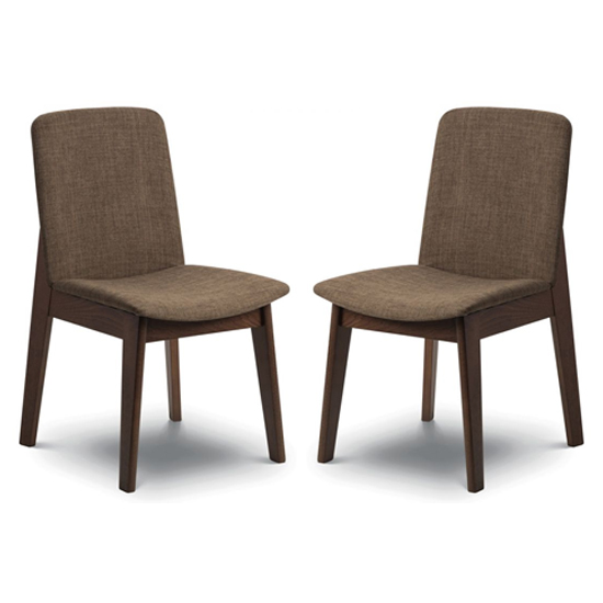 Kaiha Walnut Fabric Dining Chair In Pair