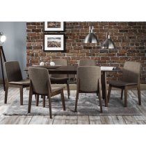 Kaiha Walnut Fabric Dining Chair In Pair