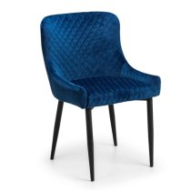 Lakia Blue Velvet Dining Chairs With Black Legs In Pair