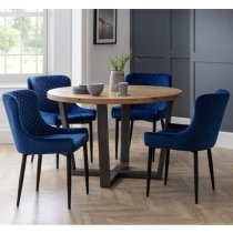 Lakia Blue Velvet Dining Chairs With Black Legs In Pair