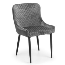 Lakia Grey Velvet Dining Chairs With Black Legs In Pair