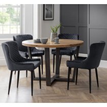 Lakia Grey Velvet Dining Chairs With Black Legs In Pair