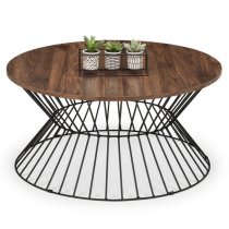 Jacarra Wooden Coffee Table In Walnut With Round Wire Base