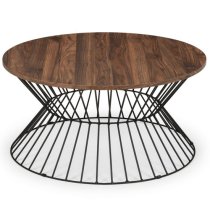 Jacarra Wooden Coffee Table In Walnut With Round Wire Base