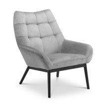 Landry Velvet Lounge Chaise Chair In Grey