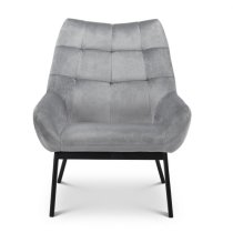 Landry Velvet Lounge Chaise Chair In Grey