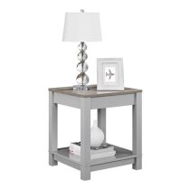 Cameron Wooden Side Table In Grey And Oak