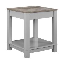 Cameron Wooden Side Table In Grey And Oak